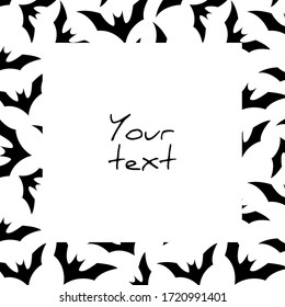 Halloween square frame; bat silhuettes 