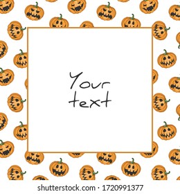 Halloween square frame; funny scary pumpkins; halloween frame 