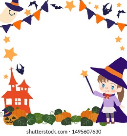 Halloween square frame, kids and background material