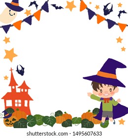 Halloween square frame, kids and background material