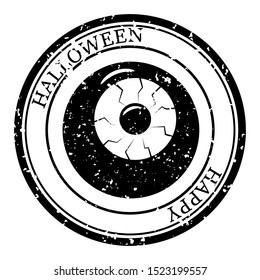 Halloween Stamp Postal. Icon Eye Silhouette Seal. Grunge Texture. Passport Round Design. Vector Design Retro Isolated