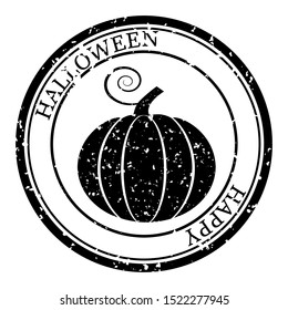 Halloween Stamp Postal. Icon Pumpkin Silhouette Seal. Grunge Texture. Passport Round Design. Vector Design Retro Isolated