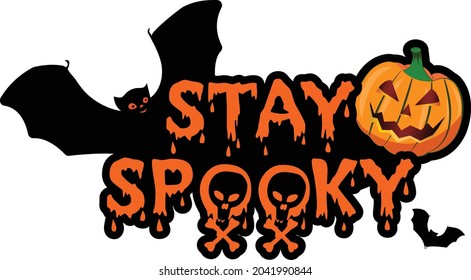 Halloween stay spooky design with bats and Jack-o-Lantern