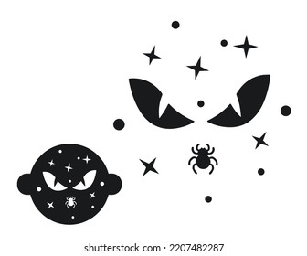 Halloween-Schablone mit Augen. Silhouette-Illustration zu Halloween. Dekorierte Süßwaren und zu Halloween angebote