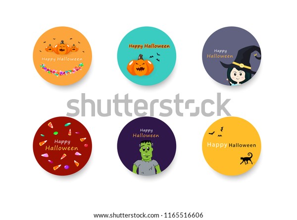 Halloween Sticker Banner Circles Collection Set Stock Vector Halloween Sticker Banner Circles Collection Set Stock Vector