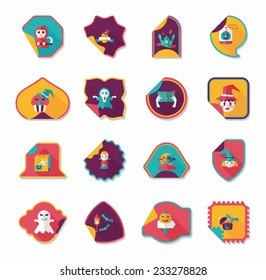 Halloween sticker banner flat background set, eps10