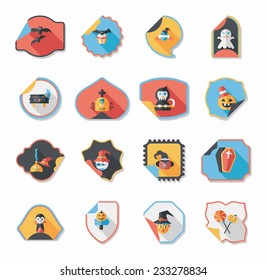 Halloween sticker banner flat background set, eps10