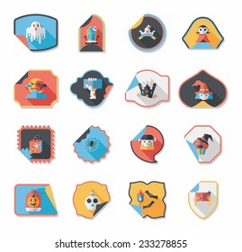 Halloween sticker banner flat background set, eps10