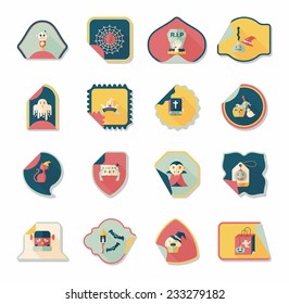 Halloween sticker banner flat background set, eps10