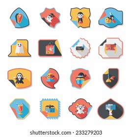 Halloween sticker banner flat background set, eps10