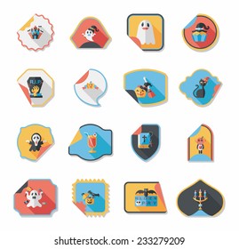 Halloween sticker banner flat background set, eps10