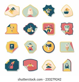 Halloween sticker banner flat background set, eps10