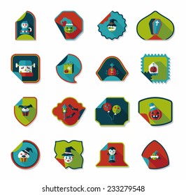 Halloween sticker banner flat background set, eps10