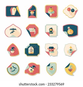 Halloween sticker banner flat background set, eps10