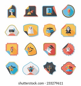 Halloween sticker banner flat background set, eps10