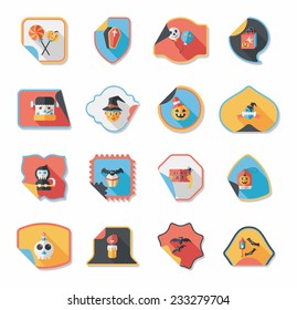 Halloween sticker banner flat background set, eps10