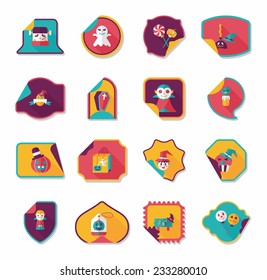 Halloween sticker banner flat background set, eps10
