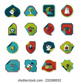 Halloween sticker banner flat background set, eps10