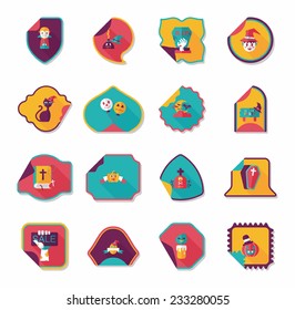 Halloween sticker banner flat background set, eps10