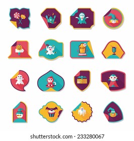 Halloween sticker banner flat background set, eps10