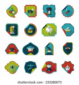Halloween sticker banner flat background set, eps10