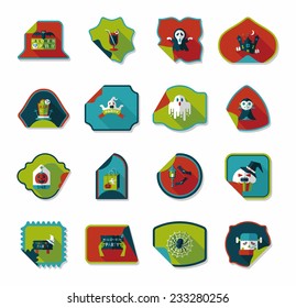 Halloween sticker banner flat background set, eps10