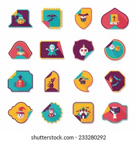 Halloween sticker banner flat background set, eps10