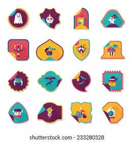Halloween sticker banner flat background set, eps10