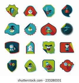 Halloween sticker banner flat background set, eps10