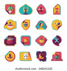Halloween sticker banner flat background set, eps10