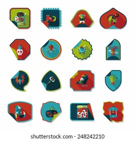 Halloween sticker banner flat background set, eps10