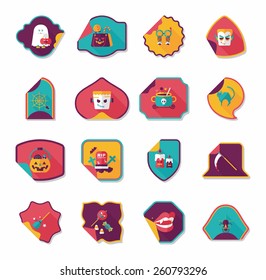 Halloween sticker banner flat background set, eps10