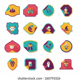 Halloween sticker banner flat background set, eps10