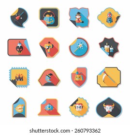 Halloween sticker banner flat background set, eps10