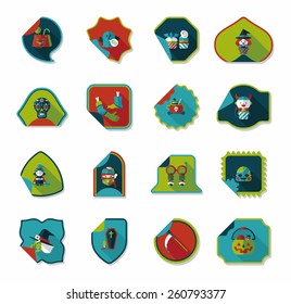 Halloween sticker banner flat background set, eps10