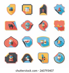Halloween sticker banner flat background set, eps10