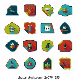 Halloween sticker banner flat background set, eps10
