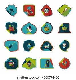 Halloween sticker banner flat background set, eps10