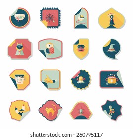 Halloween sticker banner flat background set, eps10