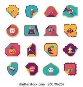 Halloween sticker banner flat background set, eps10