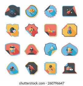 Halloween sticker banner flat background set, eps10
