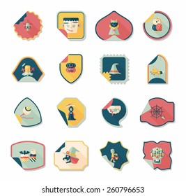 Halloween sticker banner flat background set, eps10