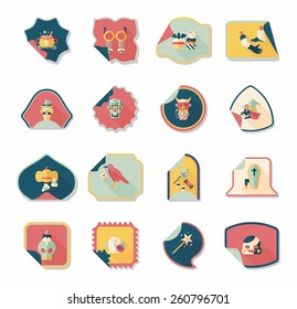 Halloween sticker banner flat background set, eps10