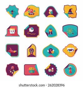 Halloween sticker banner flat background set, eps10