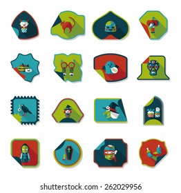 Halloween sticker banner flat background set, eps10