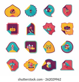 Halloween sticker banner flat background set, eps10