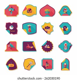 Halloween sticker banner flat background set, eps10