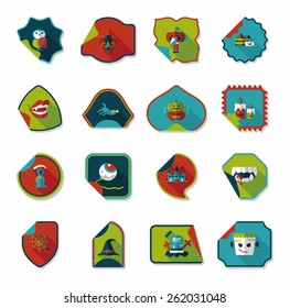 Halloween sticker banner flat background set, eps10