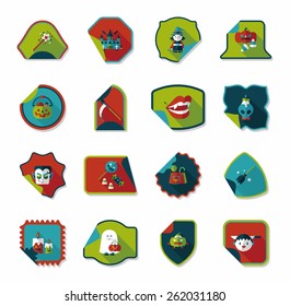 Halloween sticker banner flat background set, eps10