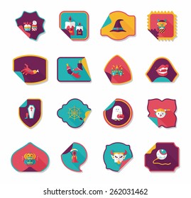 Halloween sticker banner flat background set, eps10